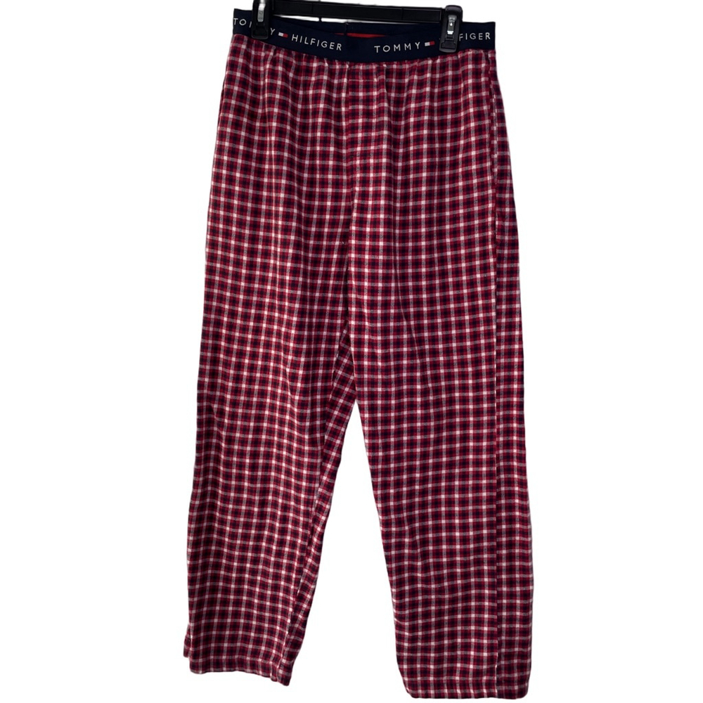 Tommy Hilfiger Men’s Medium Red White Plaid Pajama Pants Cotton Sleepwear Lounge